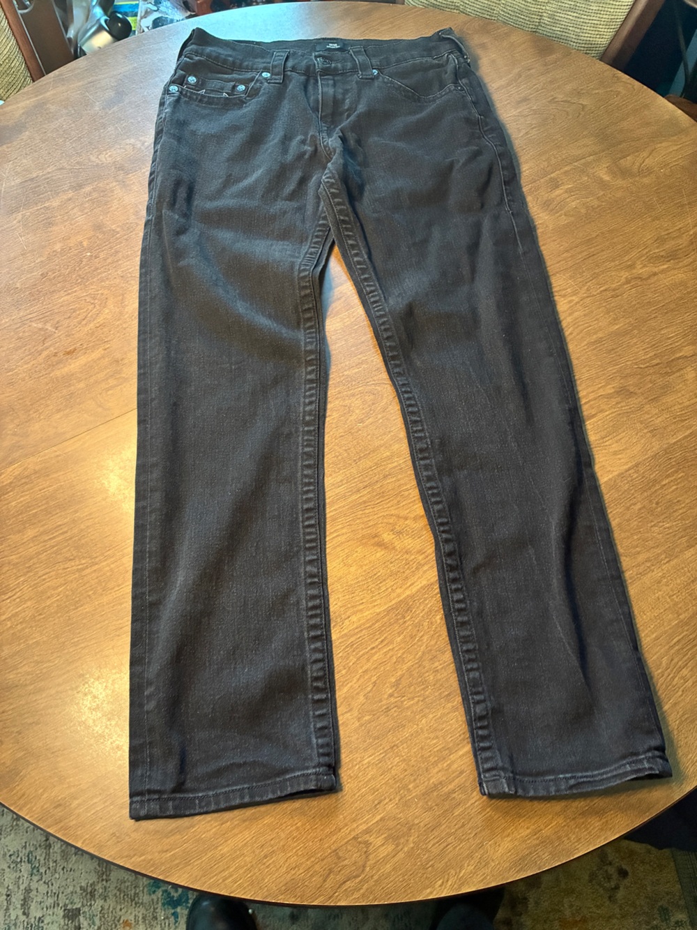 True Religion Jeans Mens 30x31 Geno Relaxed Slim Black Denim